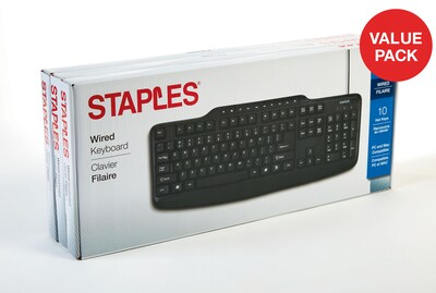 Staples Wired USB Keyboard, 3 Count Value Pack