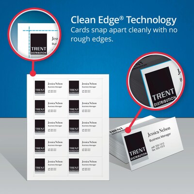 Avery Clean Edge Business Cards, 2" x 3 1/2", Matte White, 200 Per Pack (5871)