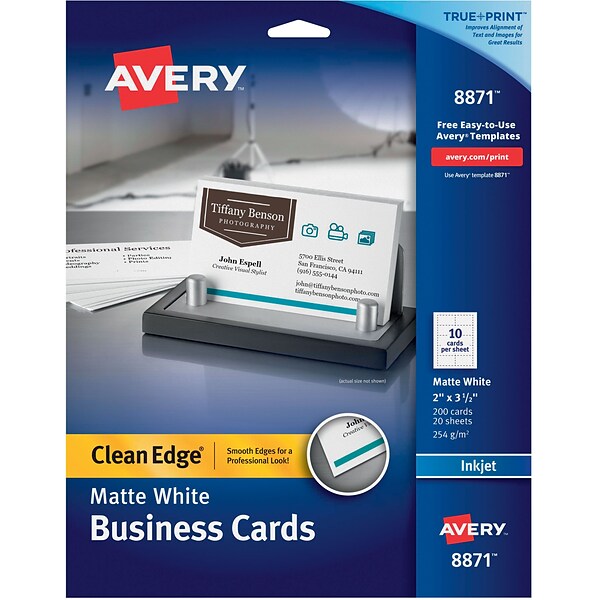 Avery Color Laser Perforated White 2 x 3-1/2 Business Cards, 160 per Pack (5881)