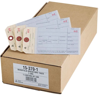 Manifold Tags, 1-500 Series, 6-1/4x3-1/8,Manila