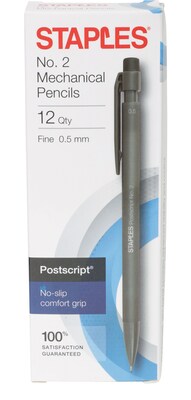 Postscript™ Mechanical Pencils, .5mm, Gray Barrel, Dozen (18167)