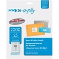 Avery PRES-a-ply Laser Address Label, 1/2 x 1 3/4, White, 80 Labels/Sheet, 25 Sheets/Pack (30617)