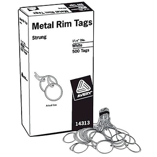 Metal Rim Marking Tags, Paper/Twine/Metal, 1 1/4 Diameter, White, 500/Box