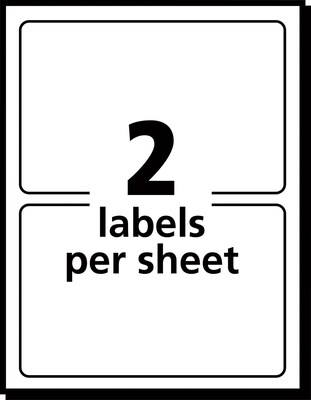 Avery Laser/Inkjet Multipurpose Labels, 2" x 4", White, 2 Labels/Sheet, 50 Sheets/Pack (5444)