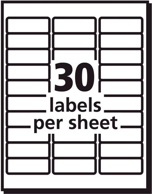 Avery Repositionable Inkjet Address Labels, 1" x 2-5/8", White, 30 Labels/Sheet, 25 Sheets/Pack, 750 Labels/Pack (58160)