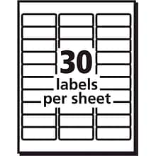 Avery Sure Feed Inkjet Address Labels, 1 x 2-5/8, White, 30 Labels/Sheet, 20 Sheets/Pack, 600 Labe