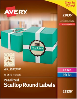 Avery Laser/Inkjet Specialty Label, 2 1/2, Gray/Silver, 8 Labels/Sheet, 8 Sheets/Pack (22836)