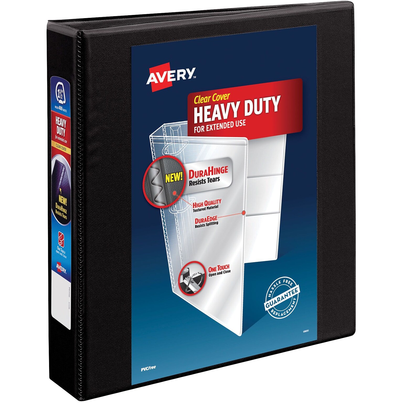 Avery Durable 1 3-Ring Legal Binders for 8 1/2 x 14 papers, Round Ring, Black (06400)