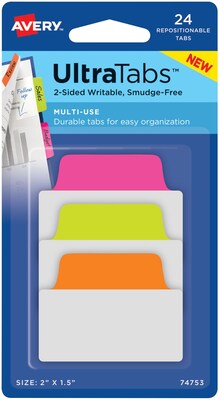 Avery Ultra Tabs Index Tabs, Assorted, 24-Tabs, 24/Pack (74753)