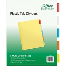 Office Essentials Insertable Paper Dividers, 5 Tabs, Multicolor (11465)