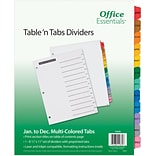 Avery Office Essentials Table n Tabs Monthly Tab Paper Dividers, 12 Tabs, Multicolor (11679)