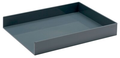 Poppin Plastic Front Loading Stackable Letter Tray, Letter Size, Dark Gray, 2/Pack (104208)