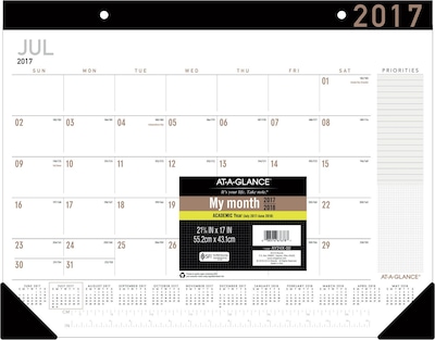 2017-2018 AT-A-GLANCE® Academic Contemporary Monthly Desk Pad, 12 Months, 22 x 17 (AY24X-00-18)