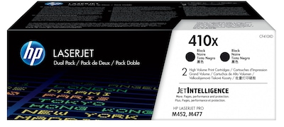 HP 410X Black High Yield Toner Cartridge, 2/Pack   (CF410XD)