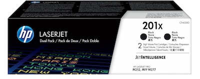 HP 201X Black High Yield Toner Cartridge, 2/Pack (CF400XD)