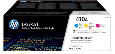 HP 410A Cyan/Magenta/Yellow Standard Yield Toner Cartridge, 3/Pack  (CF251AM)