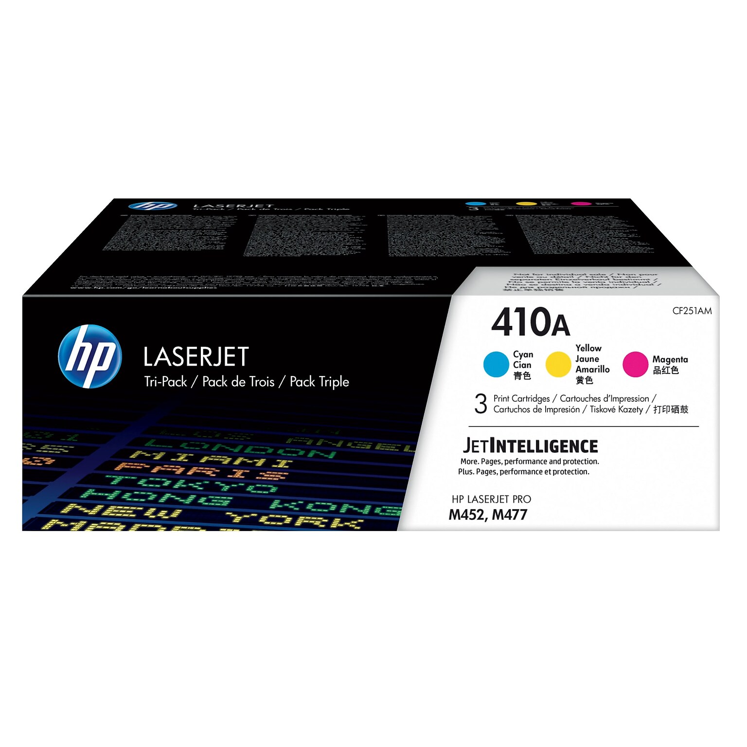 HP 410A Cyan/Magenta/Yellow Standard Yield Toner Cartridge, 3/Pack  (CF251AM)
