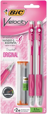 BIC Velocity SGK Mechanical Pencil, 0.7 MM, Pink Barrel, 2/Pack (MV7P21SGK)