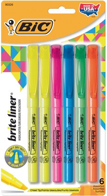 BIC® Brite Liner® Highlighters, Assorted, 6/Pack