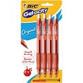 BIC Gel-ocity Retractable Gel-Ink Roller Pens, Medium Point, Red, 4/Pack