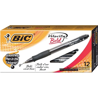 BIC Velocity 1.6mm Glide Bold VLGB11 18510, Black Ink Retractable