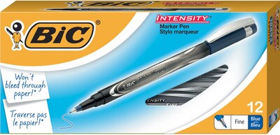 BIC Intensity Permanent Pens, Fine Point (0.5mm), Blue, Dozen (FPIN11BE)