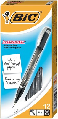 BIC Intensity Felt Pens, Fine Point, Black Ink, Dozen (FPIN11-BLK)