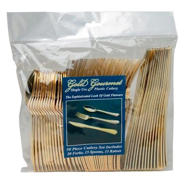 Table Mate Plastic Assorted Cutlery, Medium-Weight, Gourmet Gold, 50/Pack (8305A-GO)