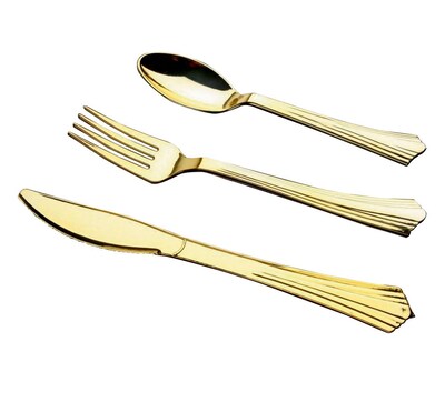 Table Mate Plastic Assorted Cutlery, Medium-Weight, Gourmet Gold, 50/Pack (8305A-GO)