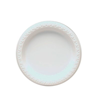 Tablemate® Disposable Round Plastic Plate, 6"(Dia), White, 125/Pack