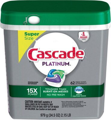 Cascade® Platinum™ ActionPacs™ Dishwasher Detergent, Fresh ...
