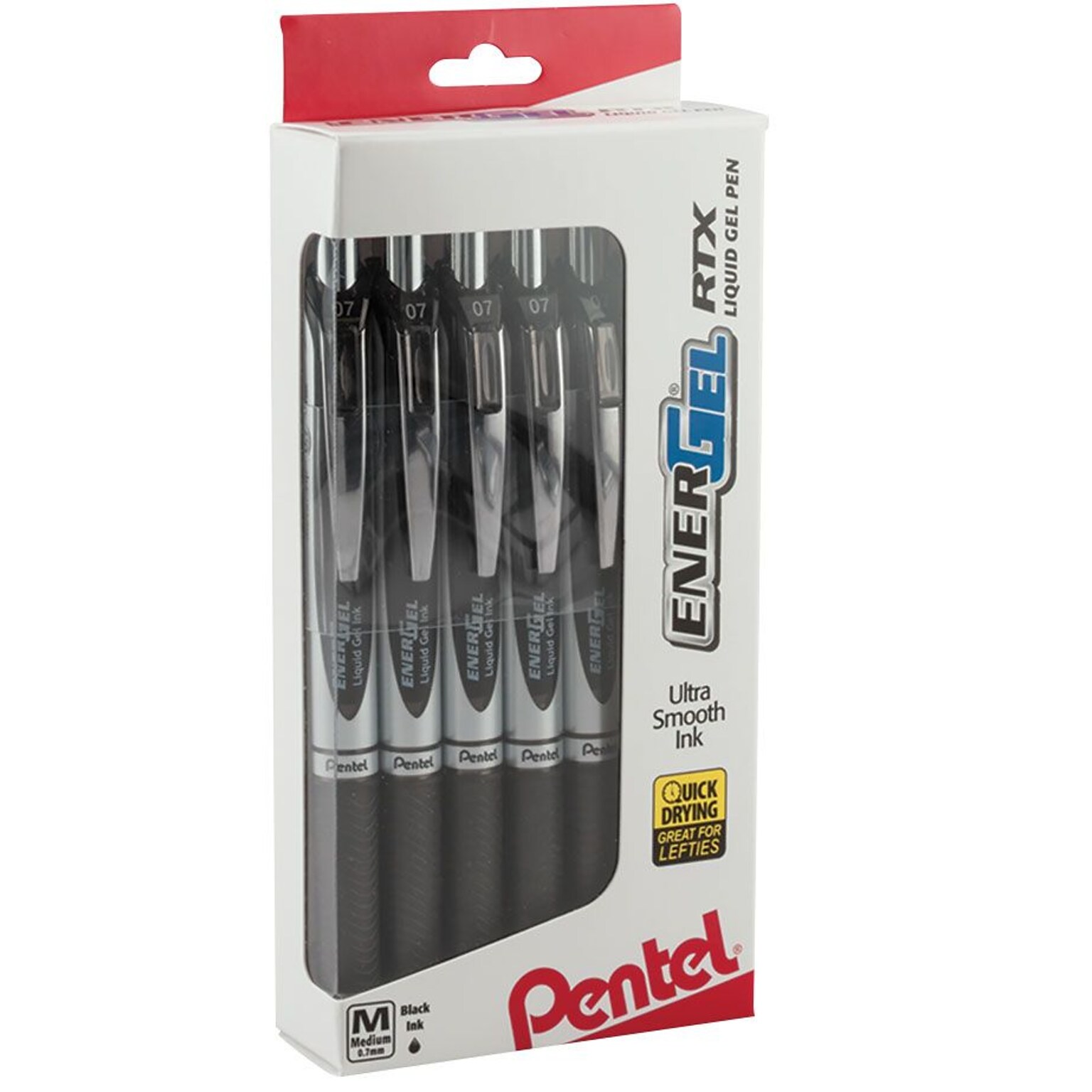 Pentel Roller Ball Pen, Medium Point, Black Ink, Dozen (BL77PC12A1)