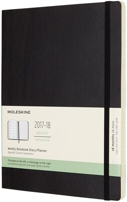 2017-2018 Moleskine Academic Weekly Extra Large Soft Cover Notebook 18 Monthly Planner, Black