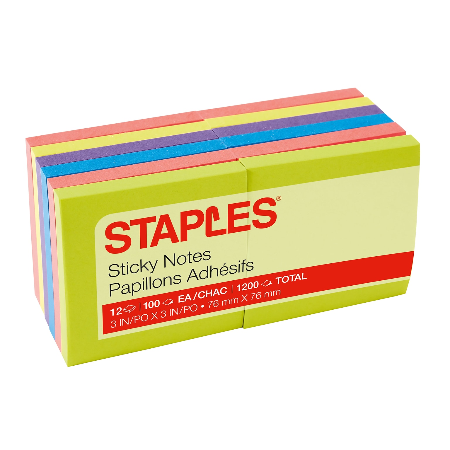 Staples® Notes, 3 x 3, Dusk to Dawn Collection, 100 Sheet/Pad, 12 Pads/Pack (S-33BR12/52567)