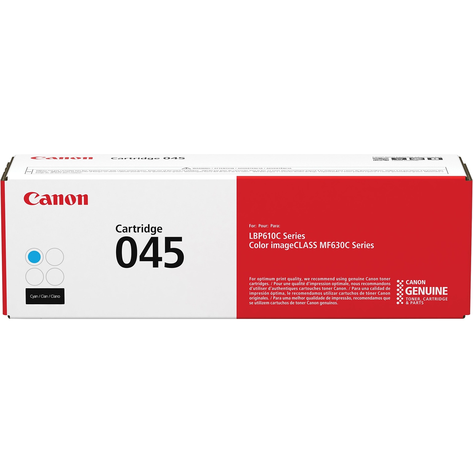 Canon 045 Cyan Standard Yield Toner Cartridge, Prints Up to 1,300 Pages (1241C001)