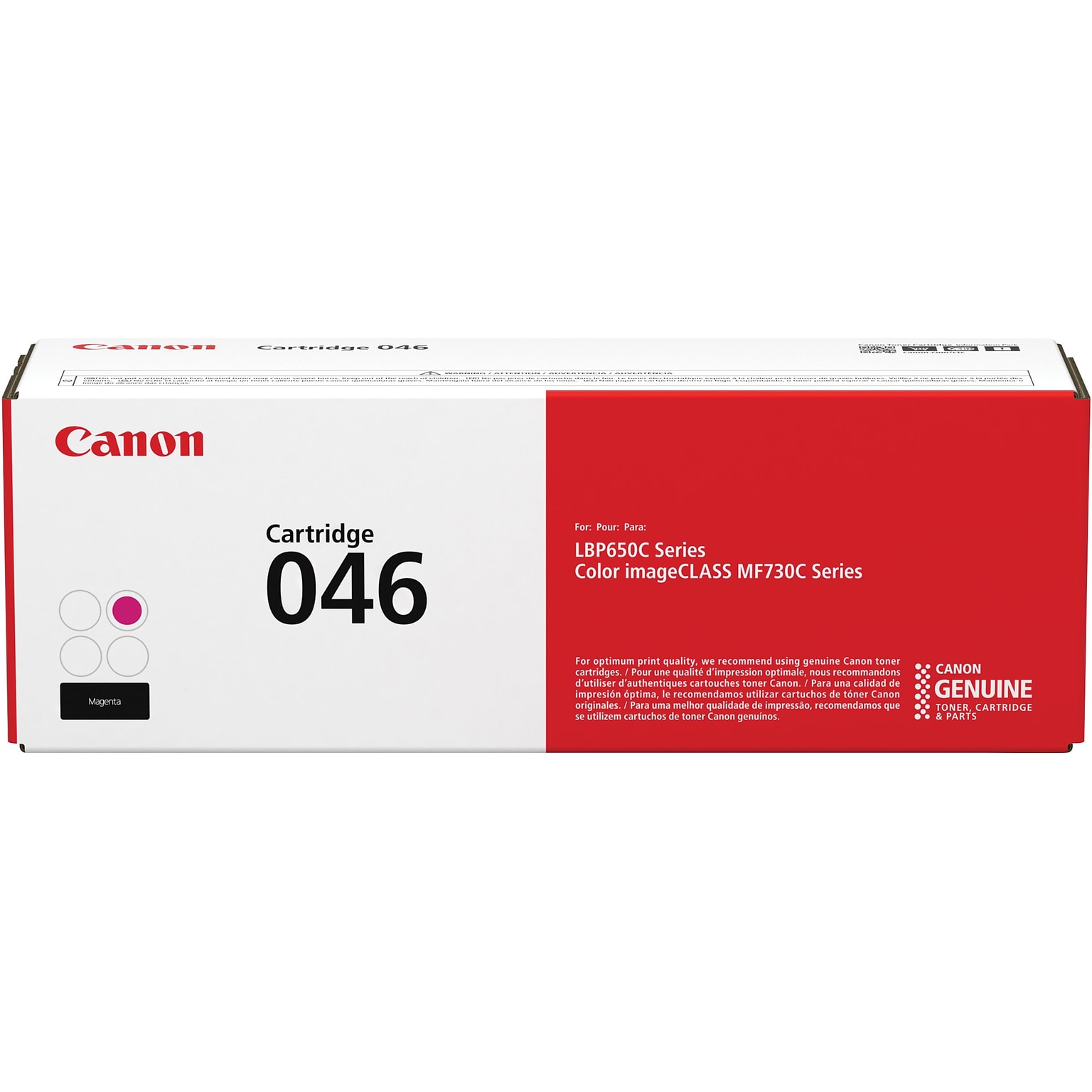 Canon 046 Magenta Standard Yield Toner Cartridge, Prints Up to 2,300 Pages (1248C001)