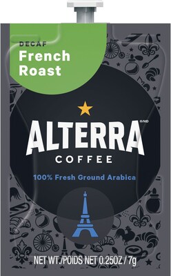 FLAVIA® ALTERRA® French Roast Decaf Coffee Freshpacks, Dark Roast, 100/Carton (MDRA189)