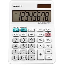 Sharp Elsi Mate EL-310WB 8-Digit Desktop Calculator, White