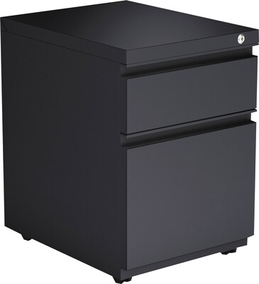 Alera® Two-Drawer Metal Pedestal Box File w/Full-Length Pull, Charcoal