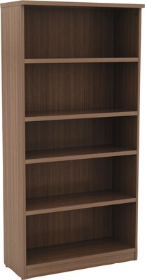 Alera Valencia Series Bookcase, 5-Shelf, 31.75 W, Modern Walnut (ALEVA636632WA)