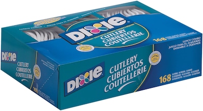 Dixie Lunch Combo Plastic Assorted Cutlery Box, White, 168/Box (CM168)