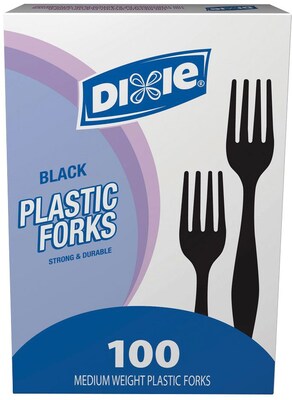 Dixie Plastic Fork 6-1/8, Medium-Weight, Black, 100/Box (FM507)