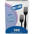 Dixie Plastic Fork 6-1/8, Medium-Weight, Black, 100/Box (FM507)