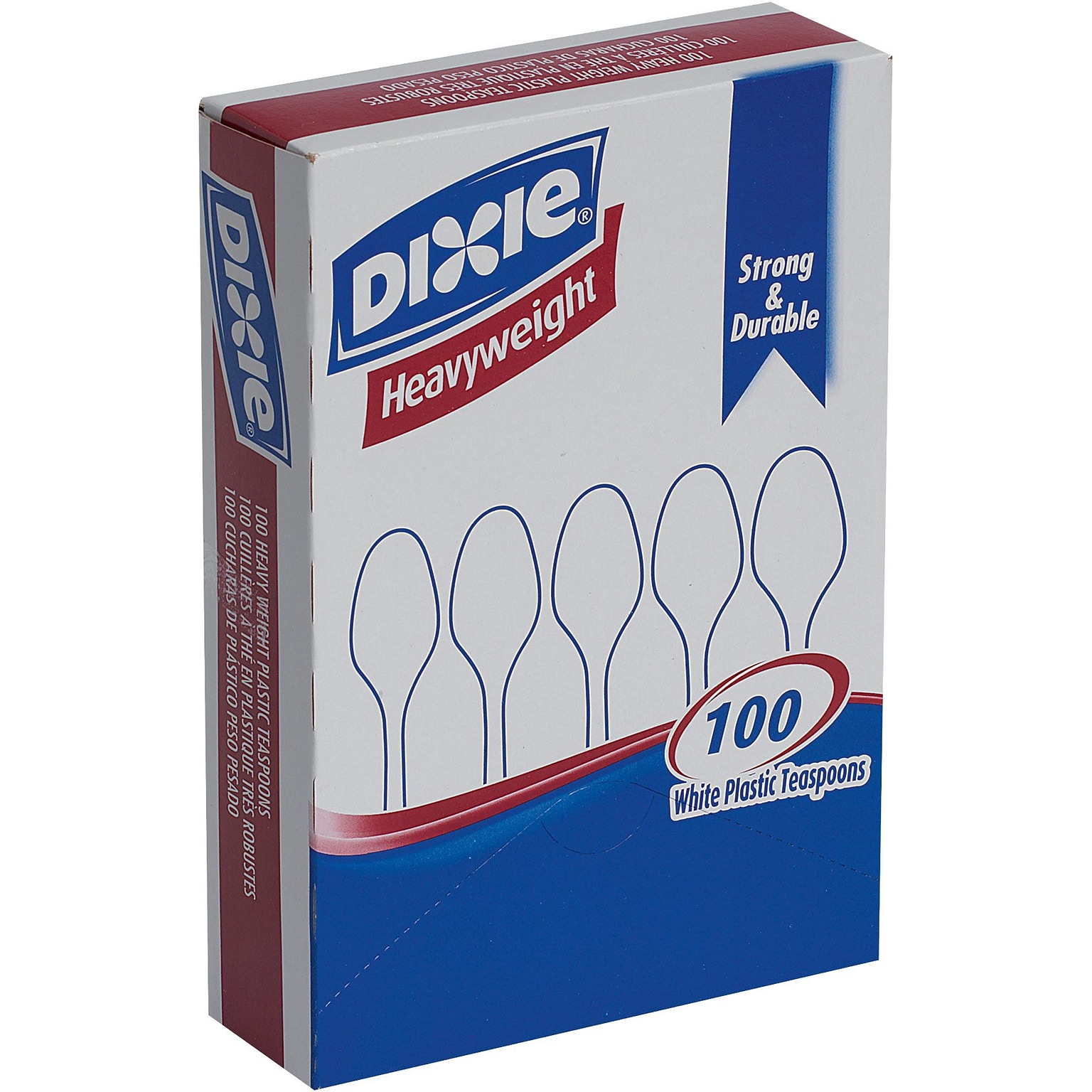 Dixie Plastic Teaspoon 6”, Heavy-Weight, White, 100/Box (TH207)