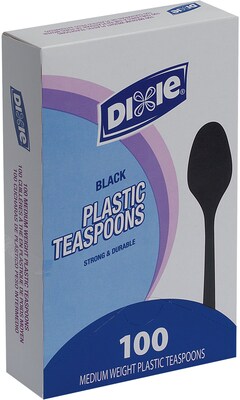 Dixie Plastic Teaspoon 5-7/8, Medium-Weight, Black, 100/Box (TM507)