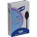 Dixie Plastic Teaspoon 5-7/8, Medium-Weight, Black, 100/Box (TM507)