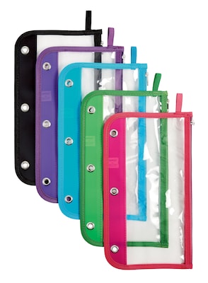 Staples® Pencil Case With Zipper, Assorted Colors