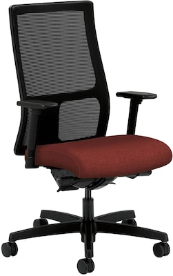 HON Ignition Mid-Back Mesh Task Chair, Synchro-Tilt, Back Angle, Adj Arms, Fabric, Ruby, 20.0W x 17