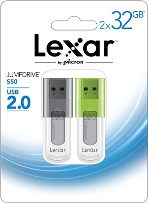 Lexar JumpDrive S50 32GB USB 2.0, 2/Pack (LJDS50-32GABNL2)