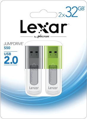 Lexar JumpDrive S50 32GB USB 2.0, 2/Pack (LJDS50-32GABNL2)